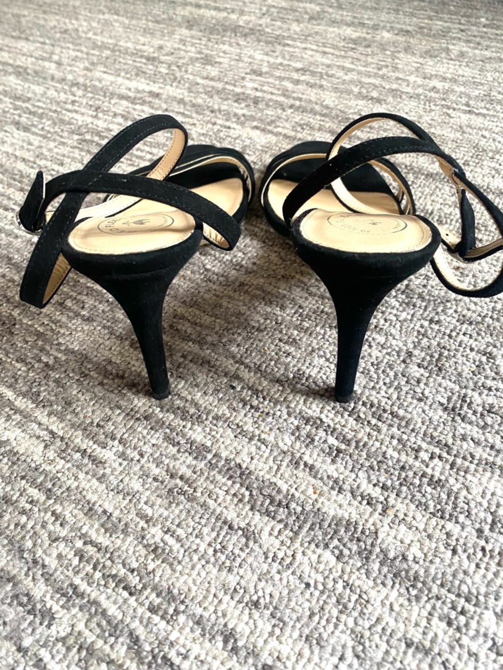 Red Fleece by Brooks Brothers Black Strappy Ankle-Heel Sandals - Picture 4 of 5